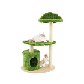 Cute Cat Tree for Indoor Cats with Supporting Frame (Color: Green, Type: Pet entertainment)